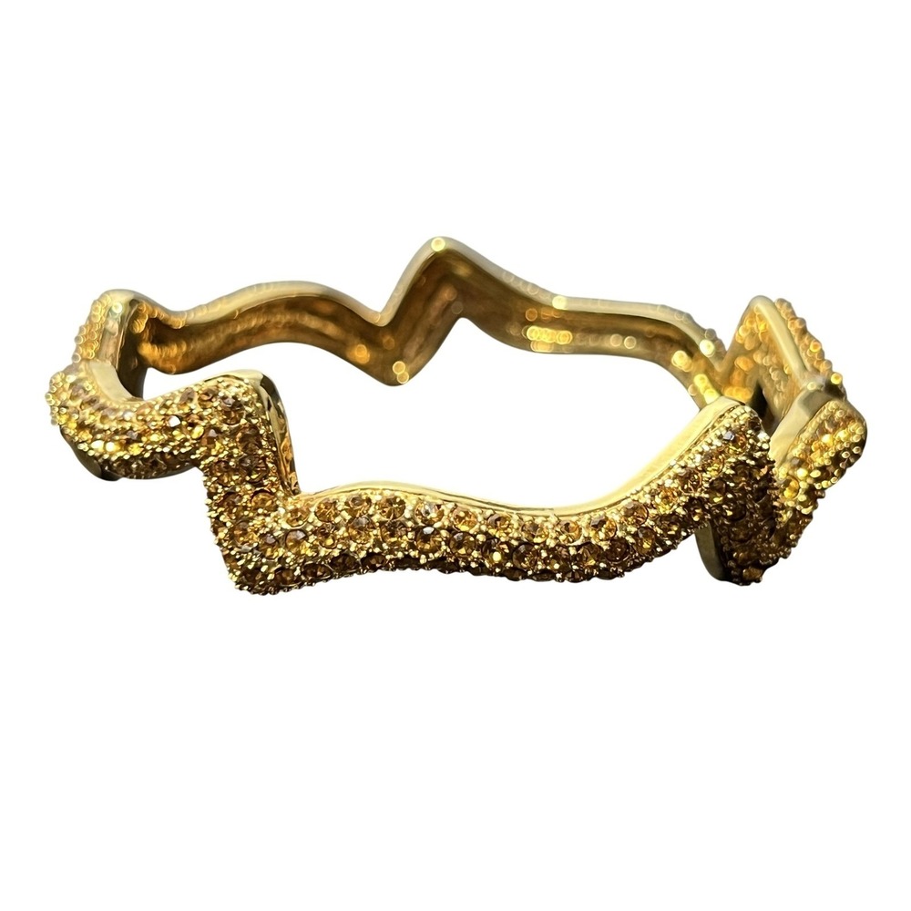 REAL COLLECTIBLES‎ by Adrienne Orange Zig Zag Crystal Pave Gold Tone Bangle